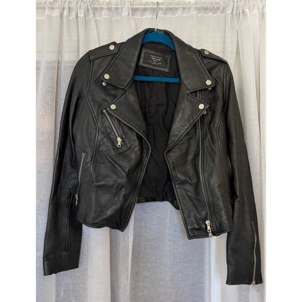 ZARA Black 100% Leather Jacket – Size L